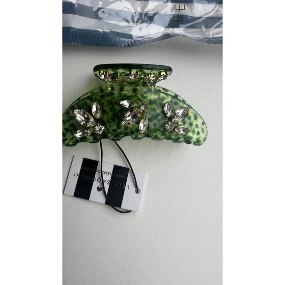 Lele Sadoughi 14k Gold Crystal Acetate Claw Clip Green NWT - Picture 8 of 11